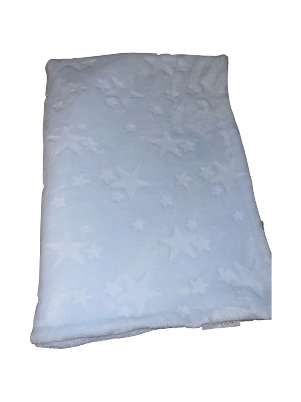 Tahari Light Blue Embossed Stars Baby Blanket Super Soft Fleece Lovey 30x40